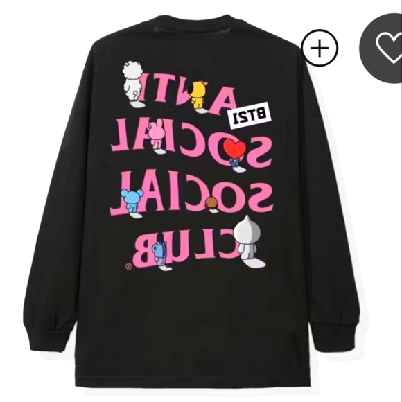 Anti Social Social Club BT21 collab long sleeve tee Medium NWT - Picture 3 of 8